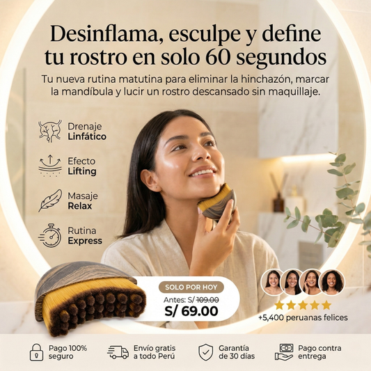 Cepillo Facial de Drenaje y Contorno Linfático CLAVE™| Rostro Más Delgado en 1 Min