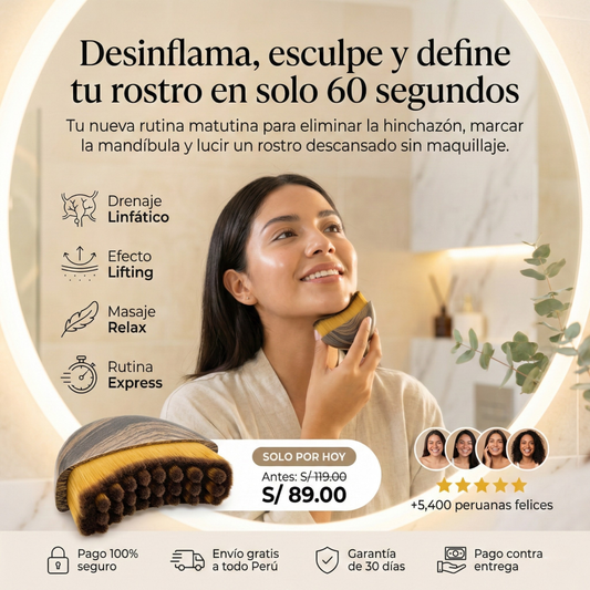 Cepillo Facial de Drenaje y Contorno Linfático CLAVE™| Rostro Más Delgado en 1 Min